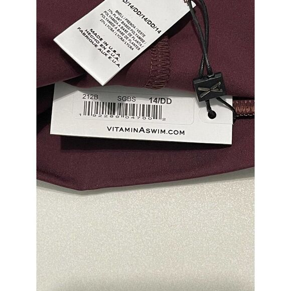 Vitamin A Womens Elena High Waisted Bikini Bottom Bathing Suit Swim Burgundy 14 - Picture 3 of 12